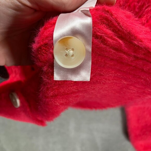 Jessica Simpson Cardigan Women's Medium Hot Pink Fuzzy Barbiecore Artsy Kawaii - Picture 7 of 10